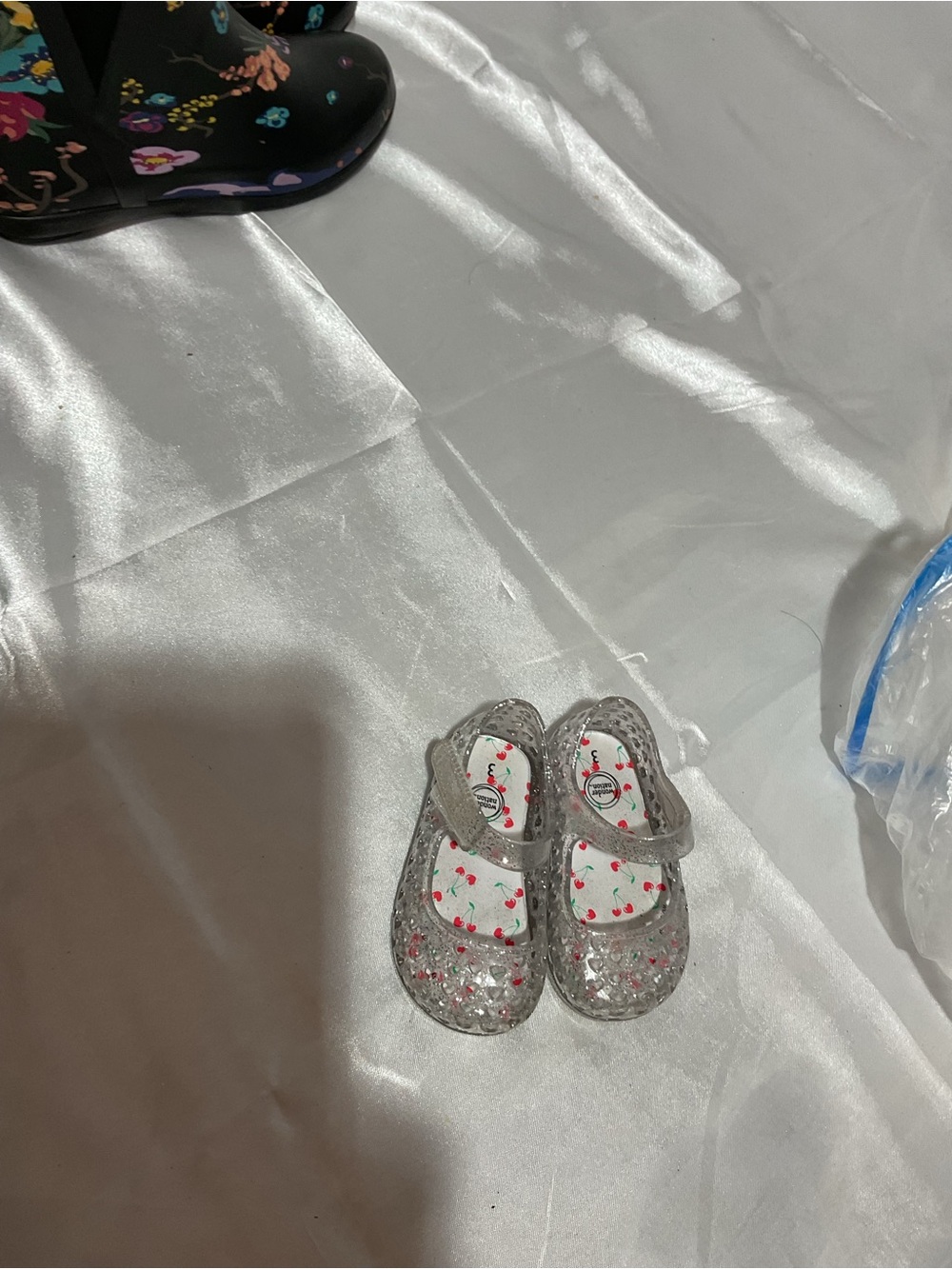 wonder nation Clear Glitter Mary Jane Shoes with Cherry Insole